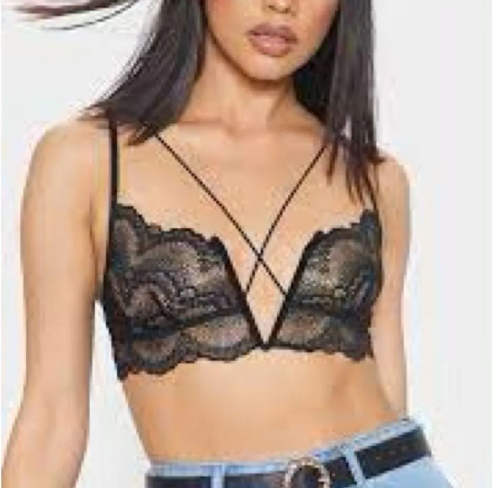 Black Lace V Wire Bralette Bra — Small — Plunge Sexy Lingerie — New - Image 3