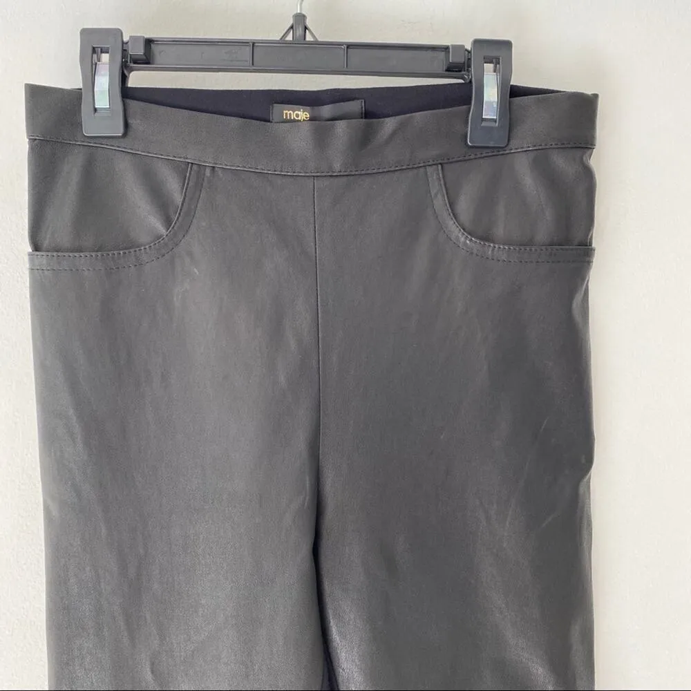 Maje Smarta Black Lamb Leather Stretch Leggings Small NWTS - Image 3