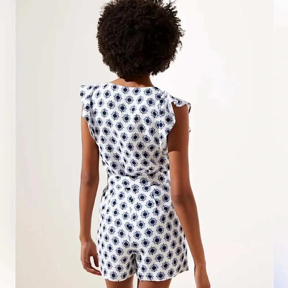 Loft NWOT  Floral Linen Flutter Sleeve Romper - Image 3