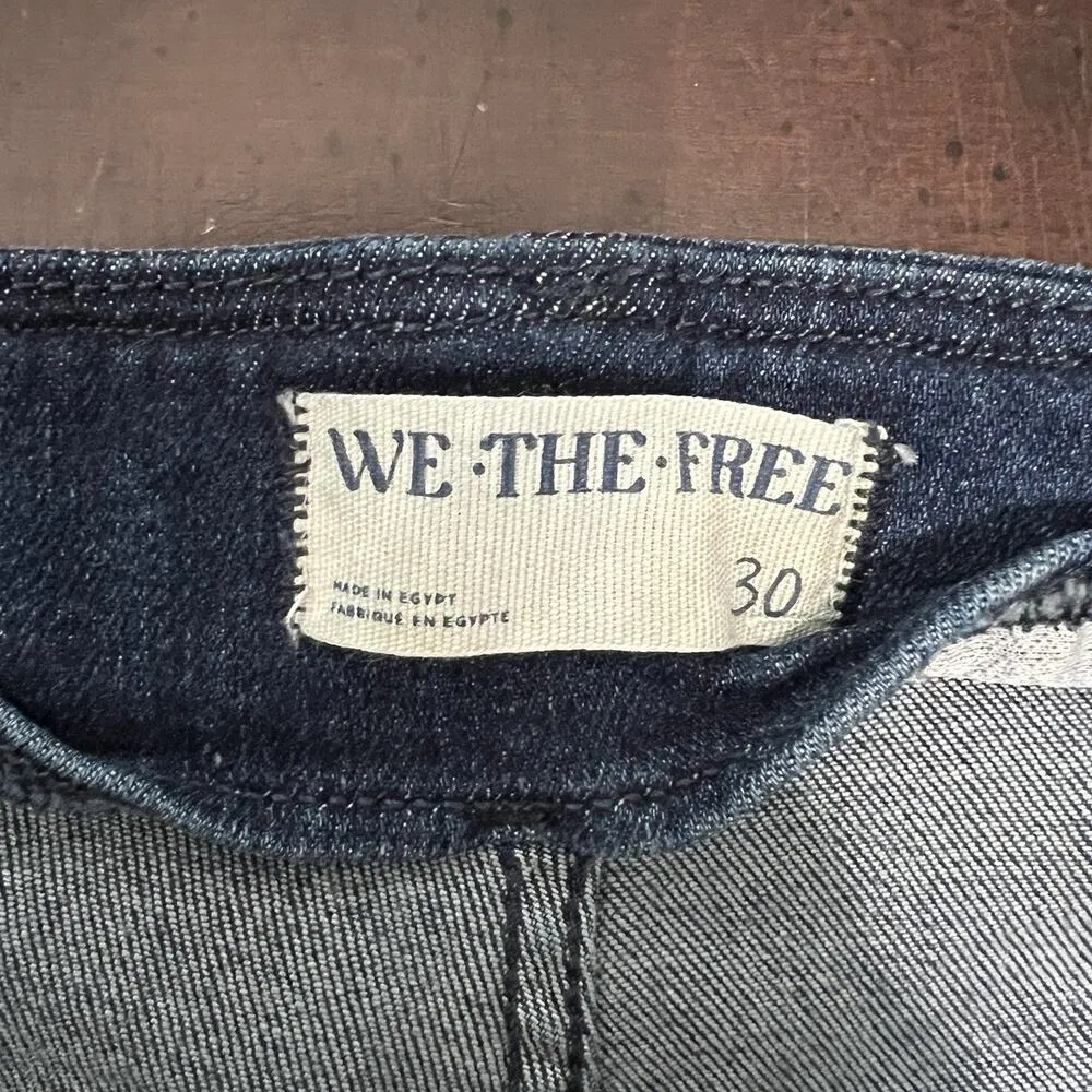 We The Free People Level Up Slit Bootcut Raw Hem Dark Wash Jeans Women’s Size 30 - Image 9