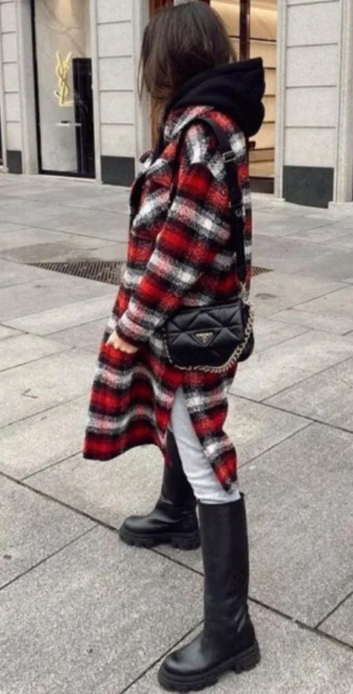 ZARA  long plaid overshirt - Image 4