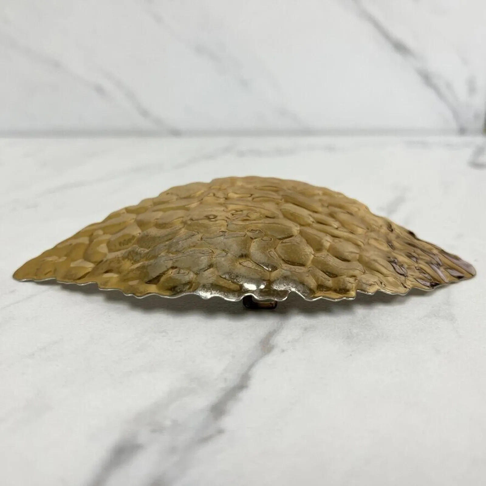 Neo Vintage Gold Tone Hammered Metal Belt Buckle Leaf Design Statement ✨ - Image 7