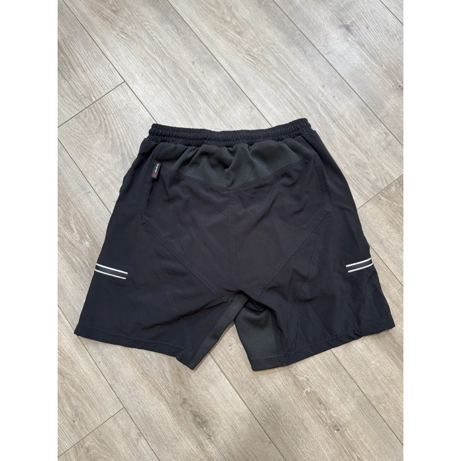 PRIMAL Size‎ L Womens BLK Zip Pocket Inner Pad Elastic Waist Cycling Shorts 255 - Image 3