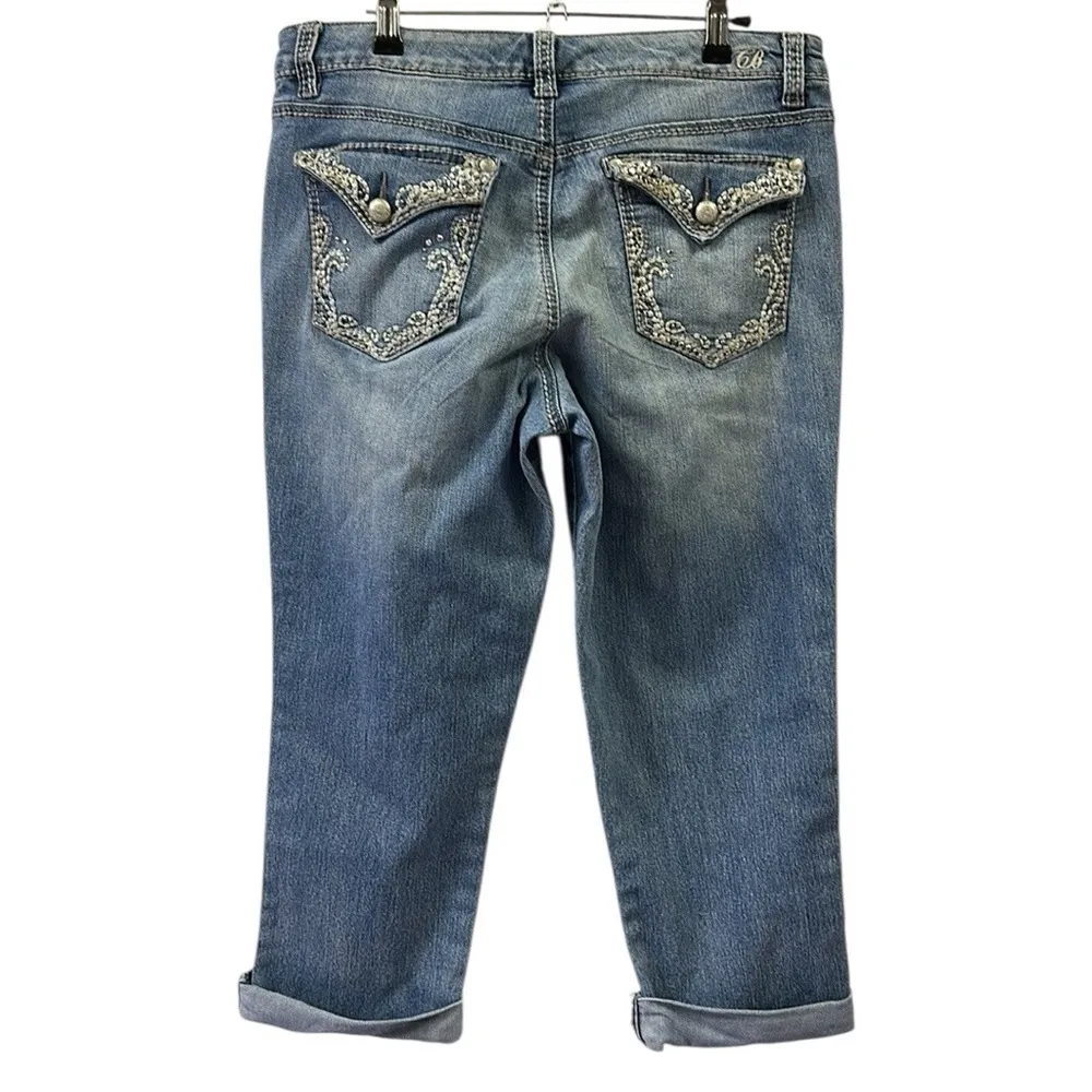 Code Bleu Andrea Denim Embroidered Paisley Button Flap Blue Jeans Women 10 or 29 - Image 6