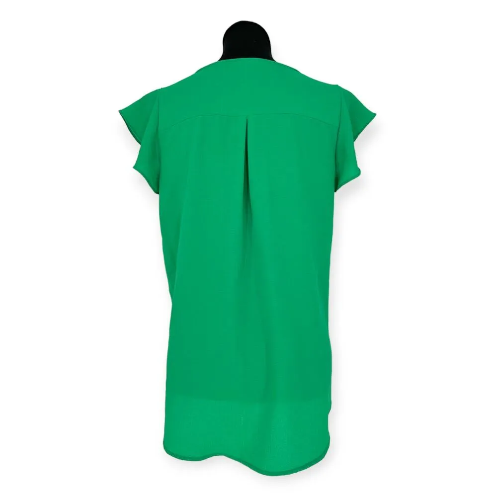 Adrianna Papell | Small | Kelly Green V-Neck Cap Sleeve Split Hem Blouse Tunic - Image 5