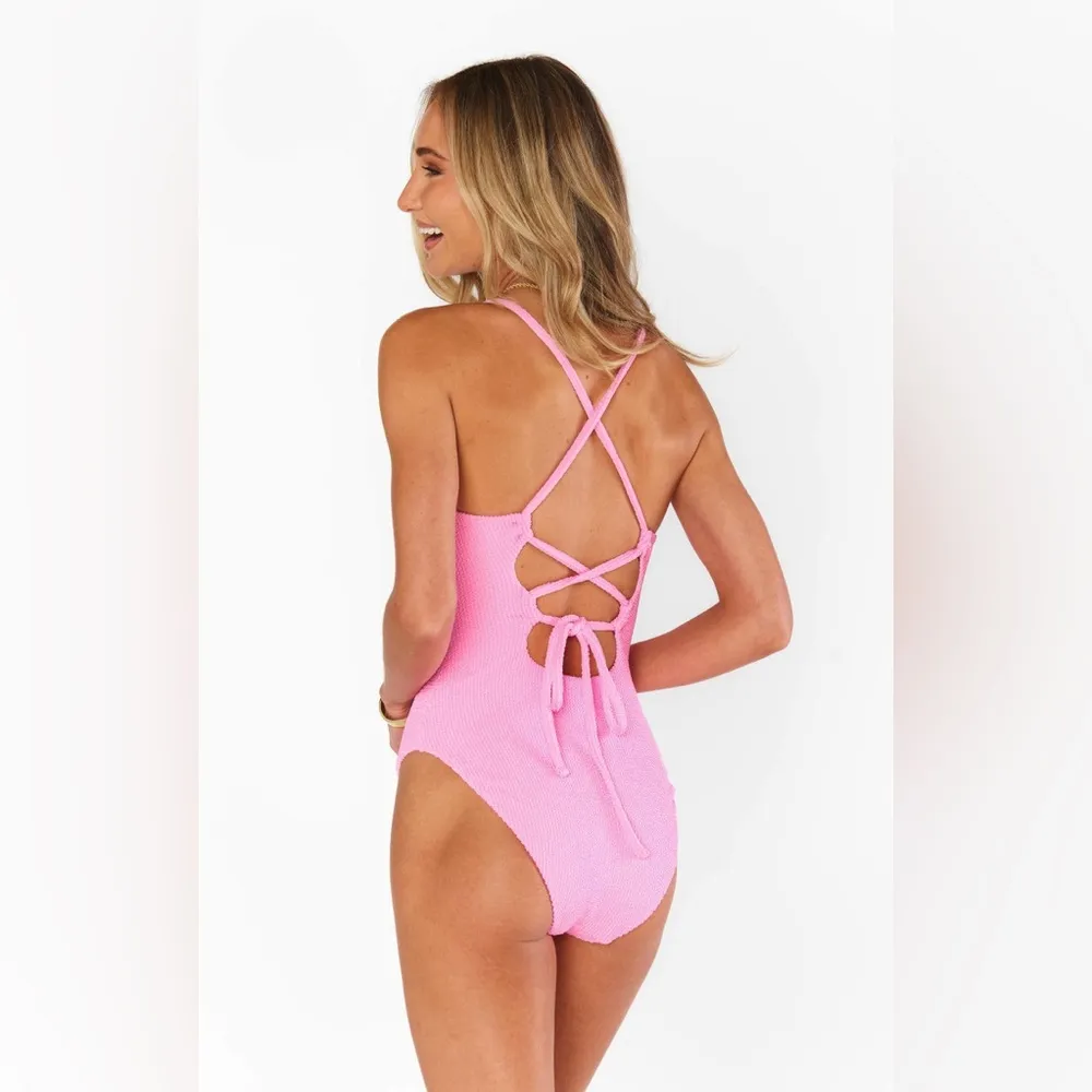 SHOW ME YOUR MUMU Positano One Piece In Bubblegum Scrunch - Image 6
