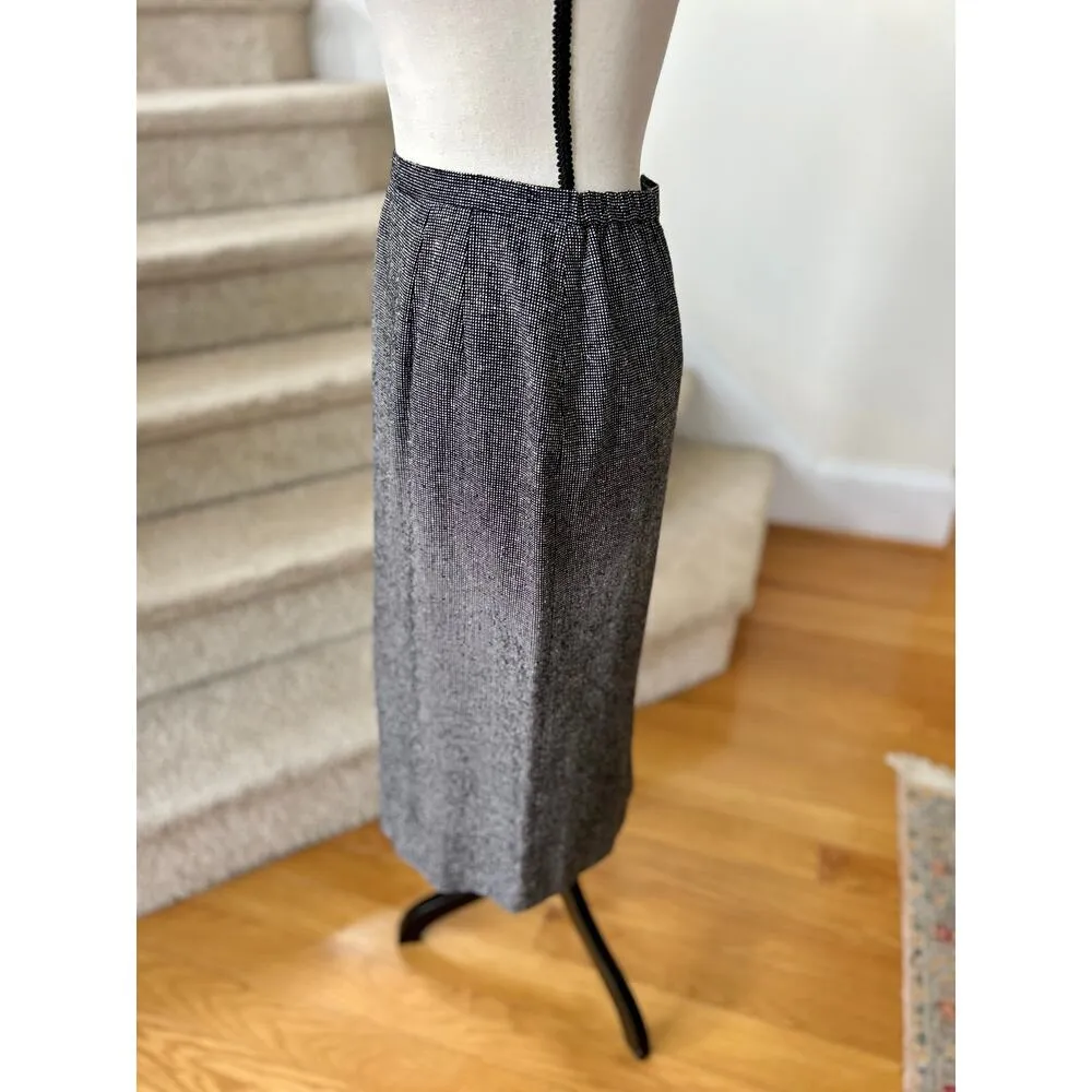 Vintage Ann May Black & White Micro Dot Silk Skirt Short Top Set Old Money - Image 6