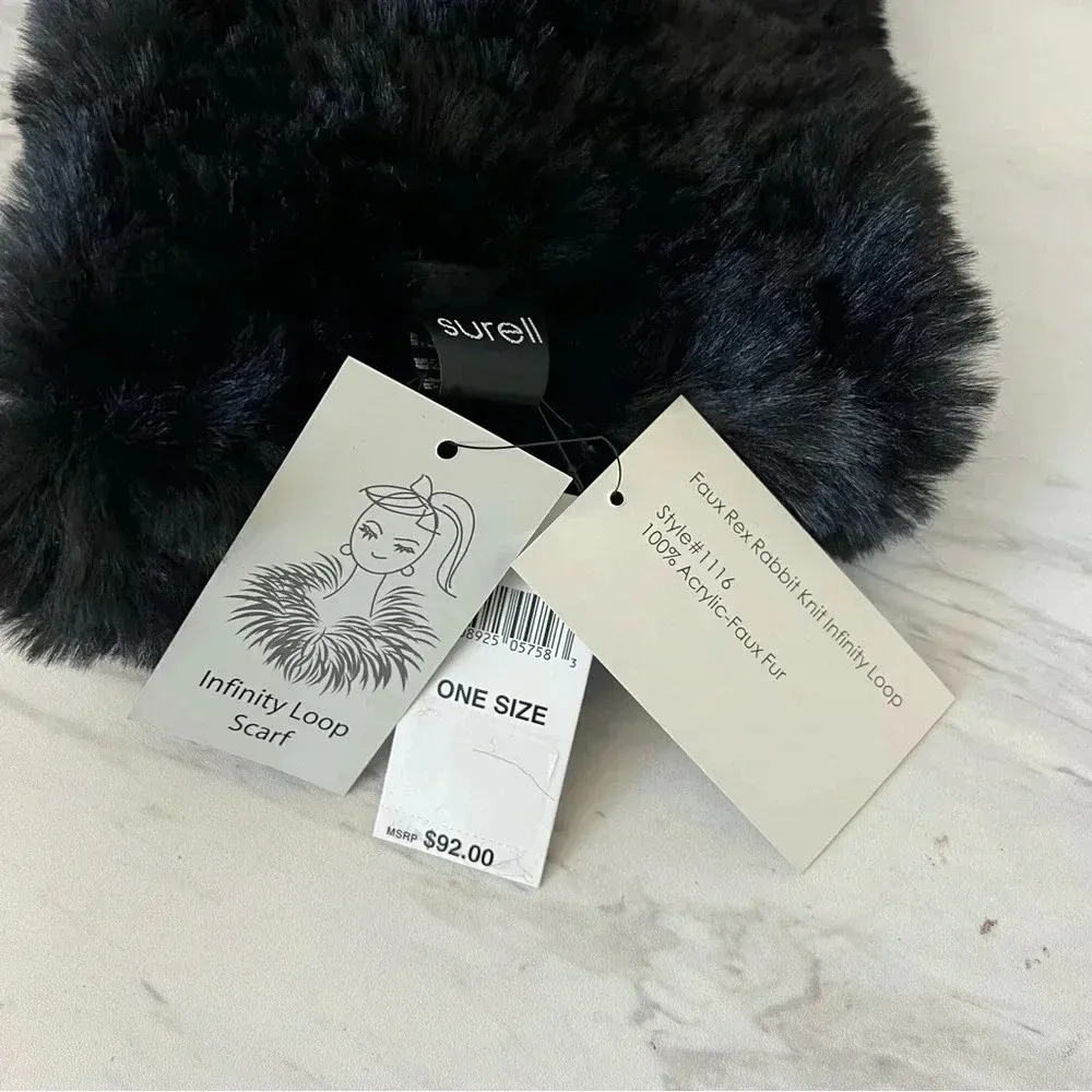 Surell Infinity Loop Scarf Faux Fur Stretch Black - Image 4