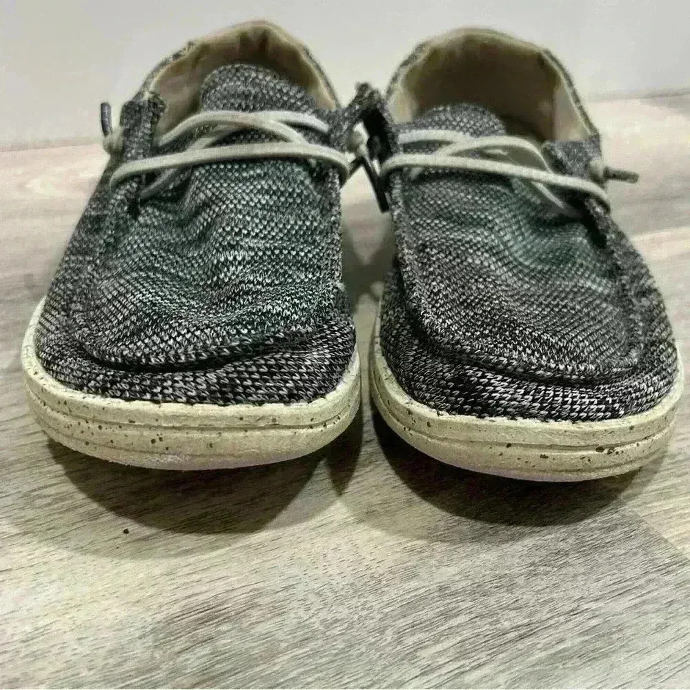 Hey Dude Wendy Sox Dark Grey Canvas Casual Lightweight Slip On Shoes Size 6 - Image 3