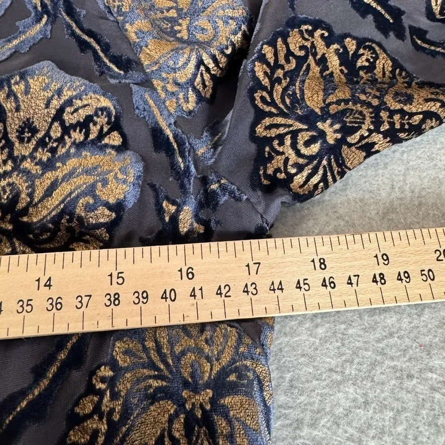 ASTR the Label Cold Shoulder Dress Womens Small Velvet Medallion Print Blue Gold - Image 15