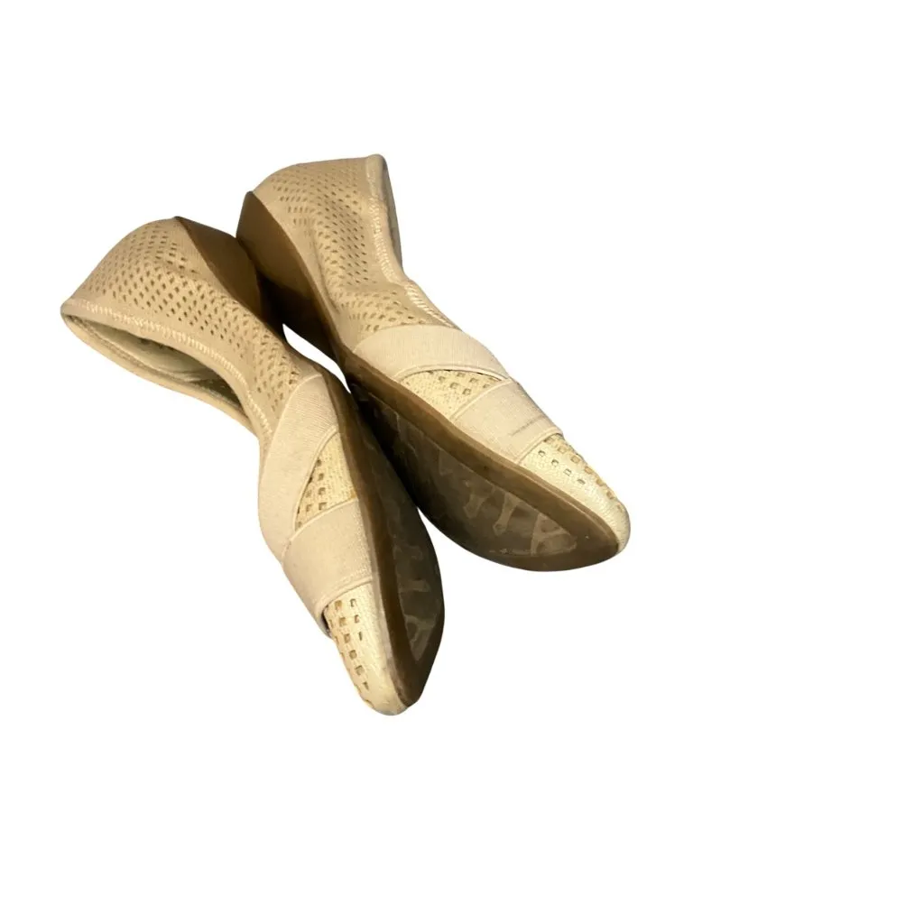AK Sport Beige Perforated Flats With Elastic Strap Gold Accent 6 business casual Tan - Image 7