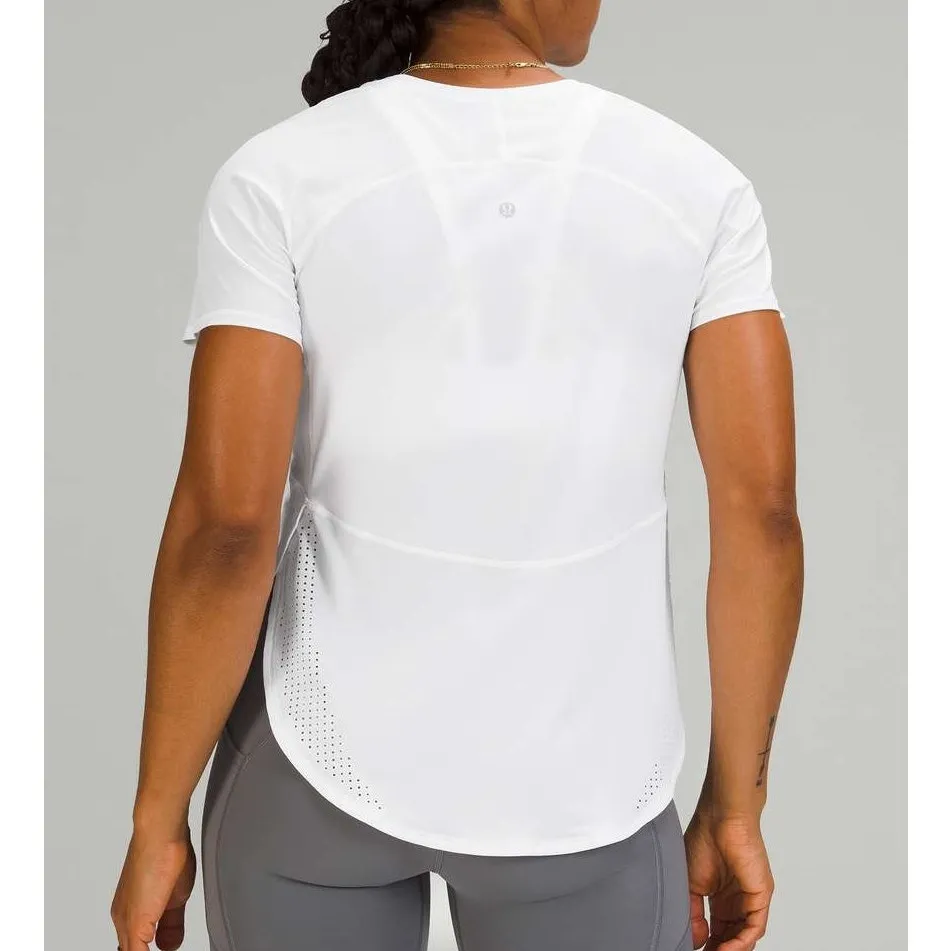Lululemon UVP Run Short Sleeve High Neck Mesh Trim Running T-Shirt White 8 - Image 2