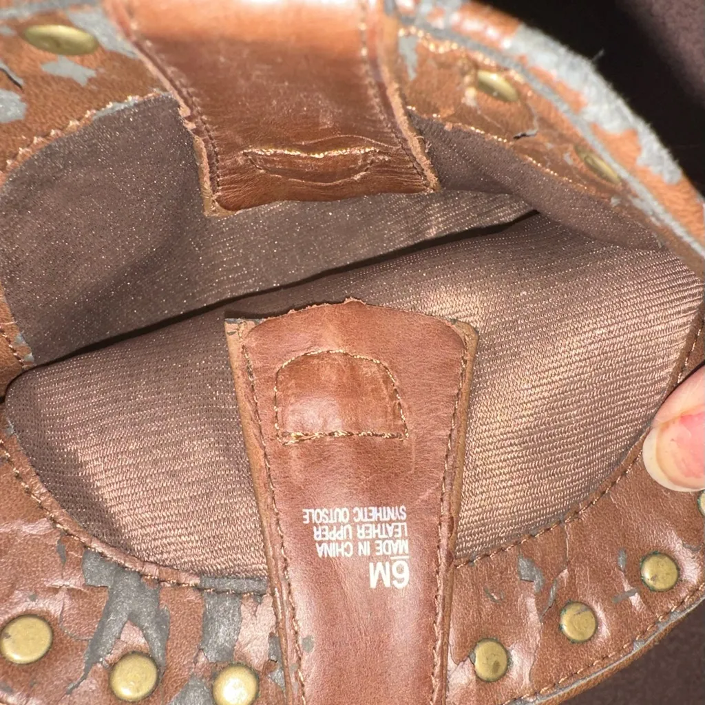 Brown Leather Studded Boots - Image 8