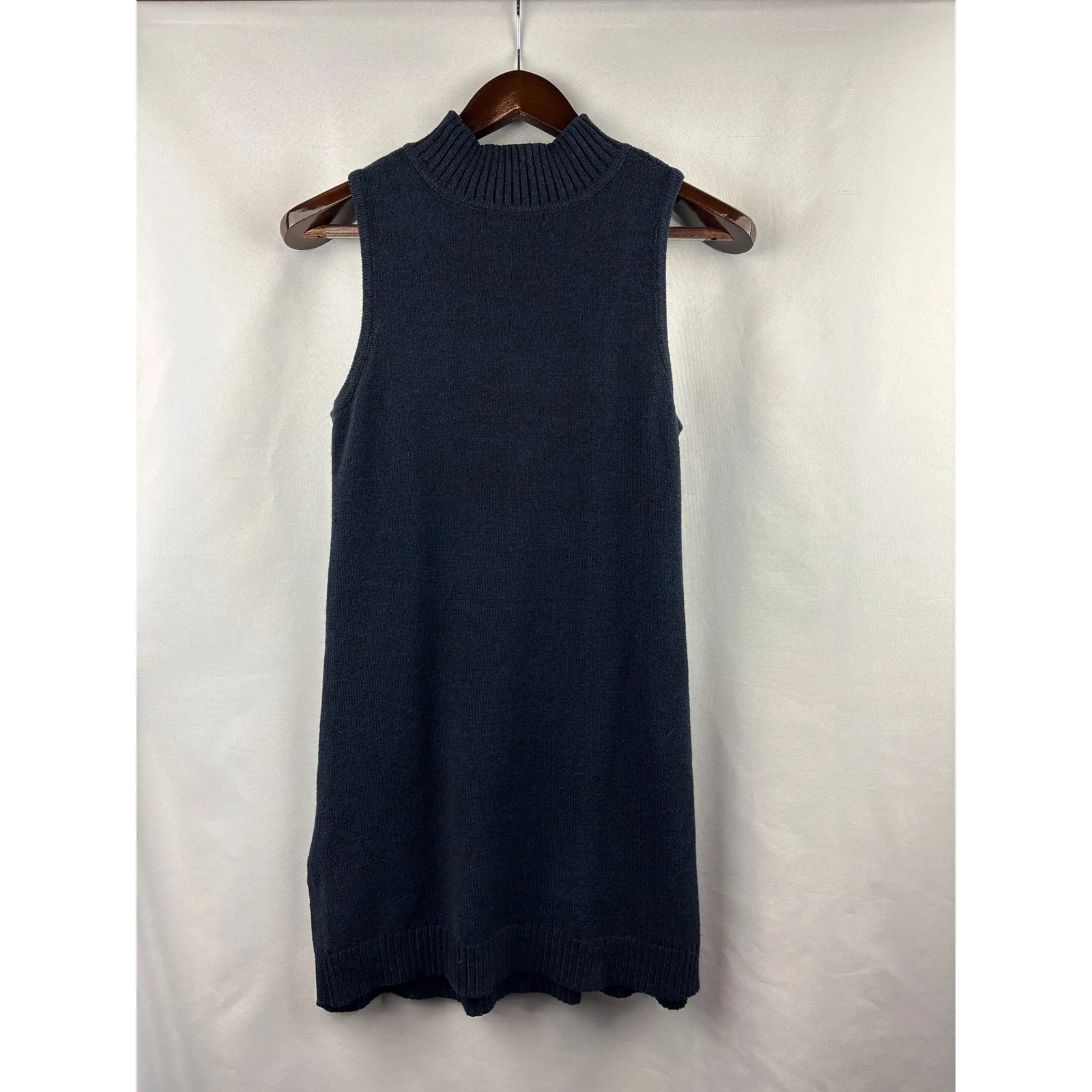 Women’s Style & Co. Small Navy Sleeveless Mock Turtleneck Sweater Dress Blue - Image 3