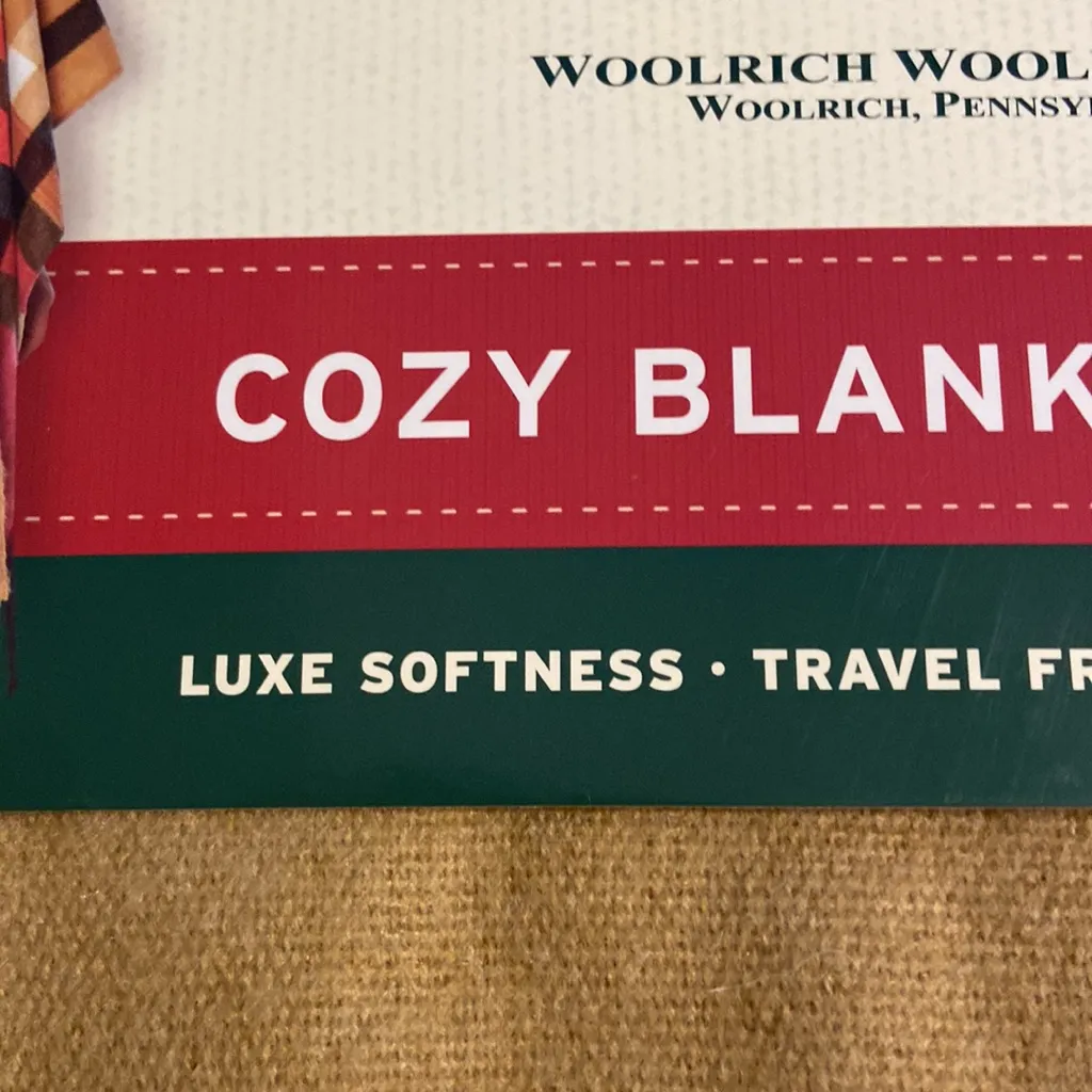 Woolrich Striped Blanket Wrap - Red, Tan, Black brand new - Image 6