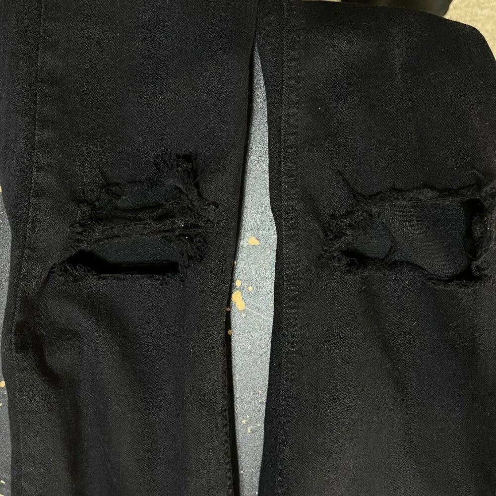 Topshop Jamie Jeans Black Distressed Skinny High Waist Stretch Size 30 Women's - Image 4