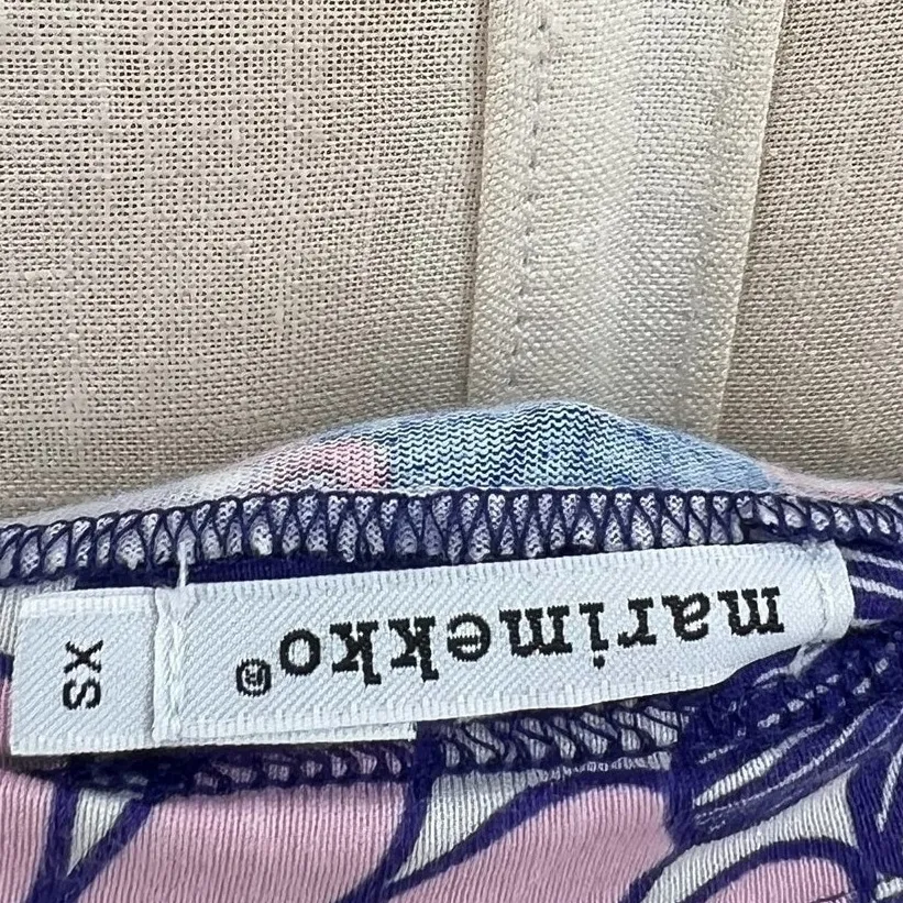 Marimekko Taimi‎ Dress Floral Print Cotton Retro Purple Multicolor Size XS - Image 11