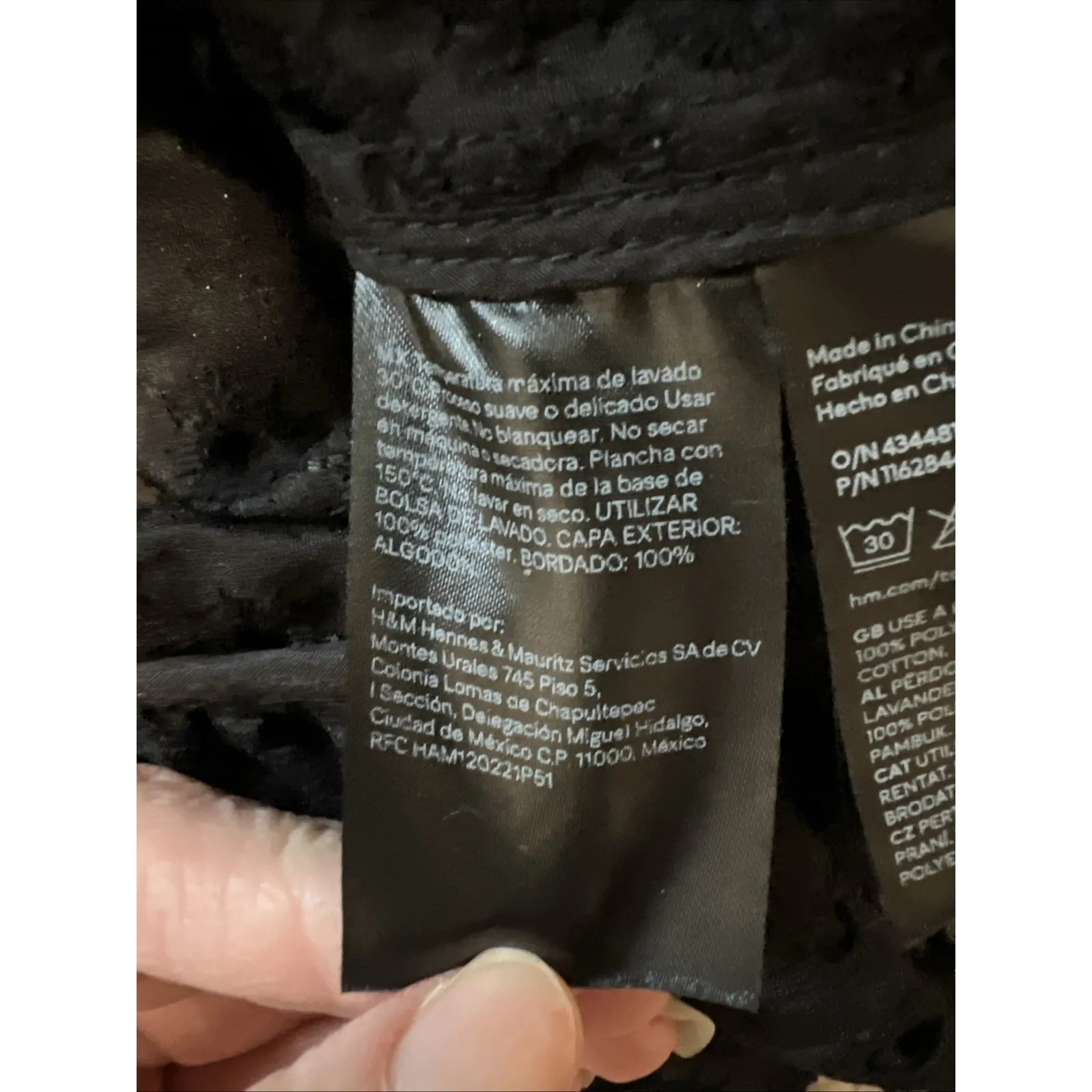 H&M Black Eyelet Tie Front Top Whimsigoth Dark Fairy Witchy Peasant Victorian - Image 7