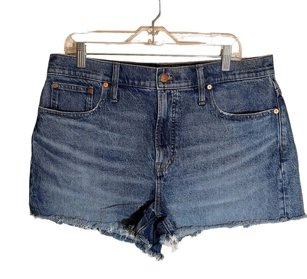 Madewell Perfect Jean Shorts Raw Hem Medium Wash Size 32 - Image 9