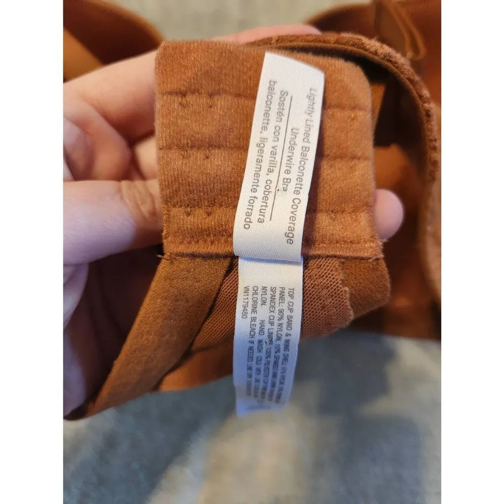 Auden Lightly Lined Balconette Coverage Underwire Bra 46D Rust Orange Size undefined - Image 4