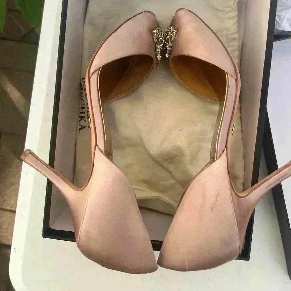 Badgley Mischka Embellished  Peep Toe D'orsay Heel Pumps  9.5M - Image 2