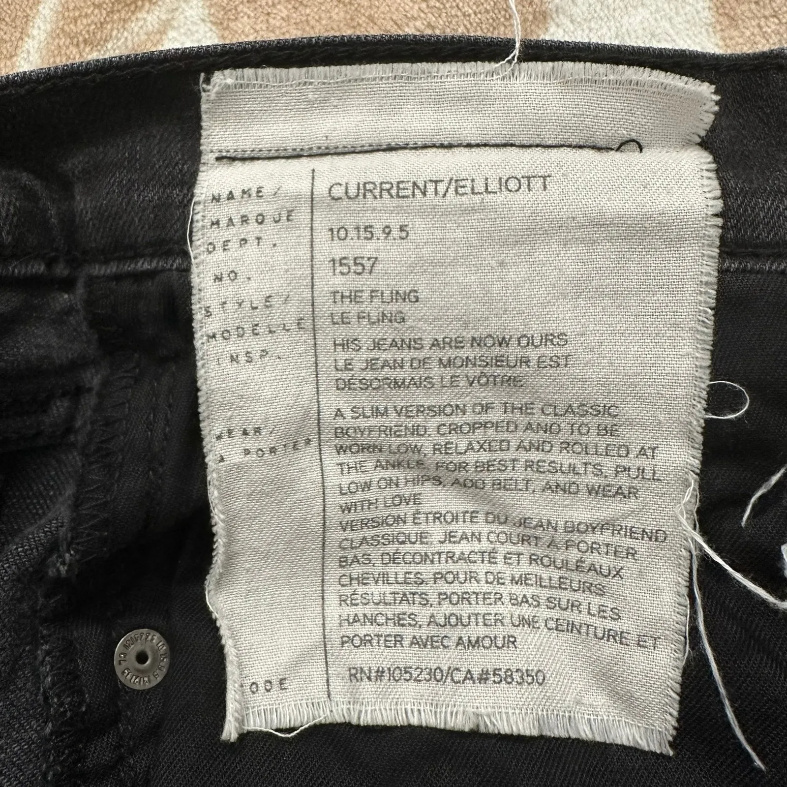 Current/Elliott Boyfriend The Fling‎ Repair Distressed Black Jeans Size 25 - Image 13