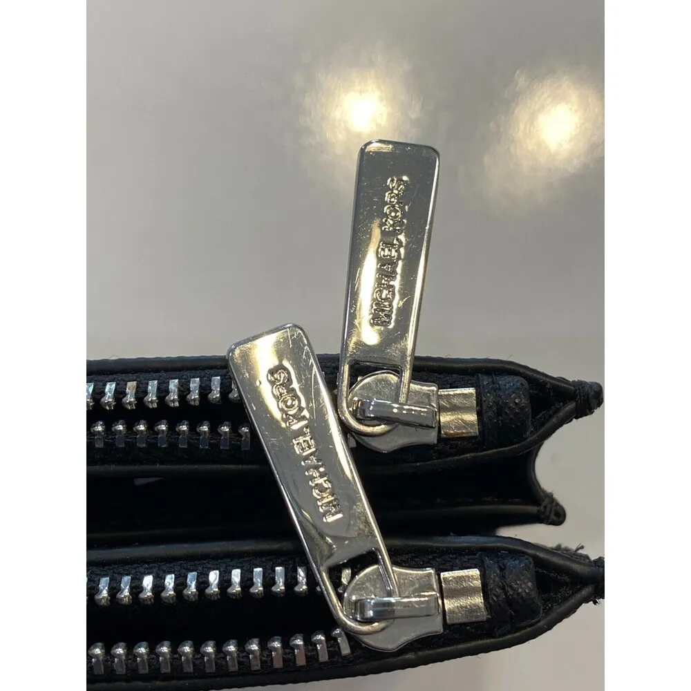 Michael Michael Kors Jet Set Travel Black Double Zip Leather Wristlet NEW $228 - Image 3