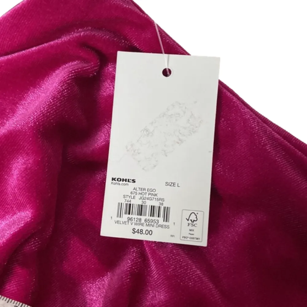 New strapless mini dress hot pink large velvet v wire mini dress party dress - Image 9