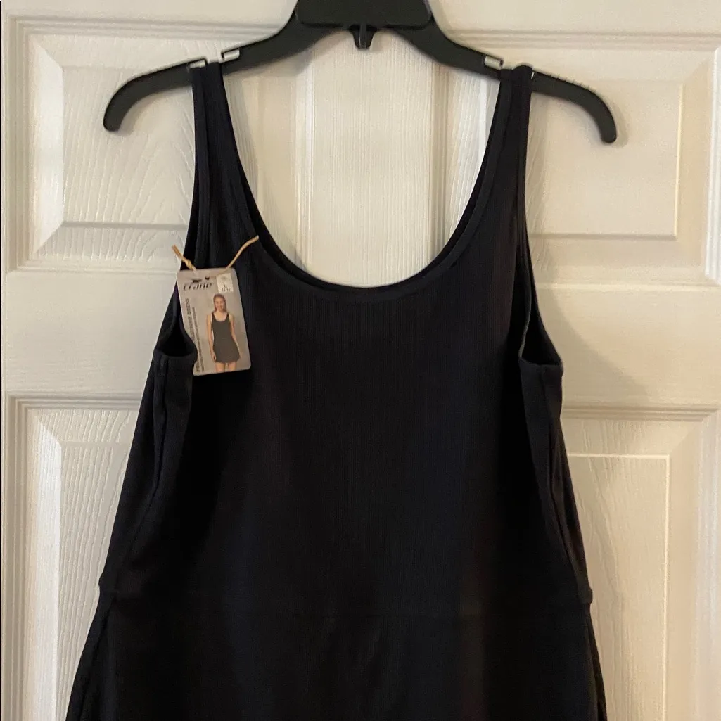 CRANE Black Sleeveless Dress/Shorts length 32” bust 36” stretchy color black Size L - Image 2