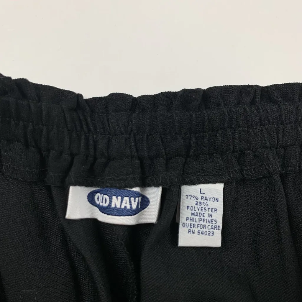 Old Navy Retro Black Lightweight Pull On Wide Leg Pants L - Image 4