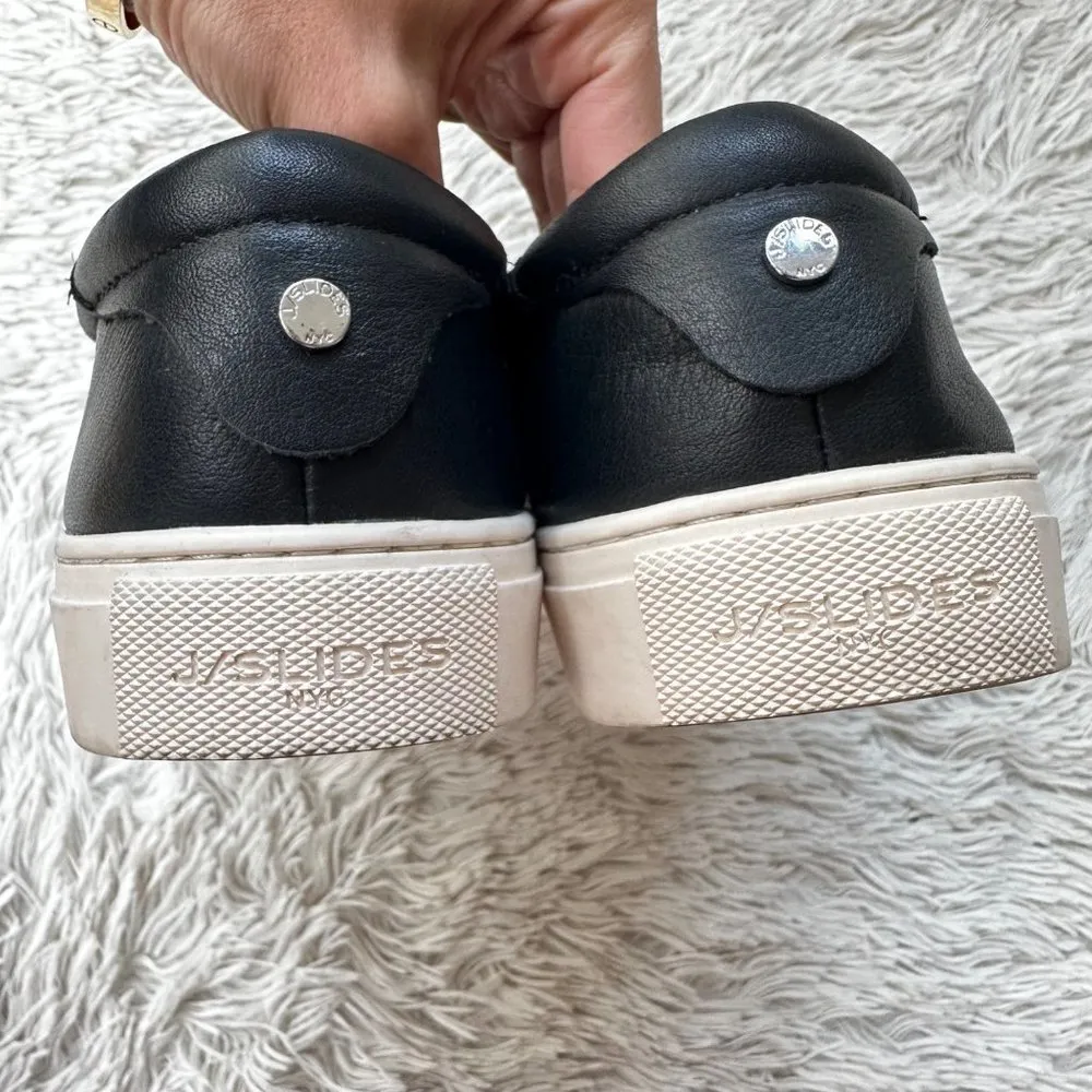 J/Slides Black Leather Low Top Lacee Lace-Up Sneaker Sz 7.5 - Image 5