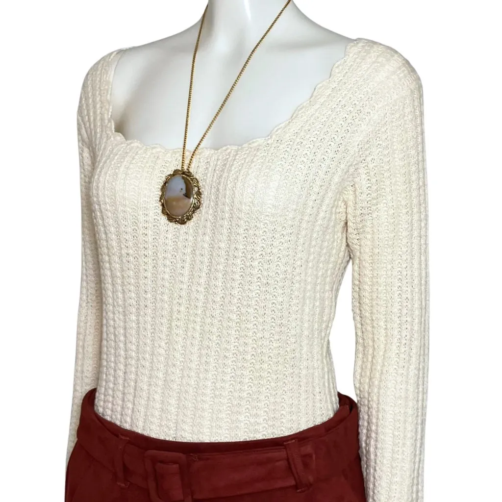 Vintage 60s 70s Agate Gold Tone Statement Necklace Boho Retro Large Cabochon 23” - Image 4