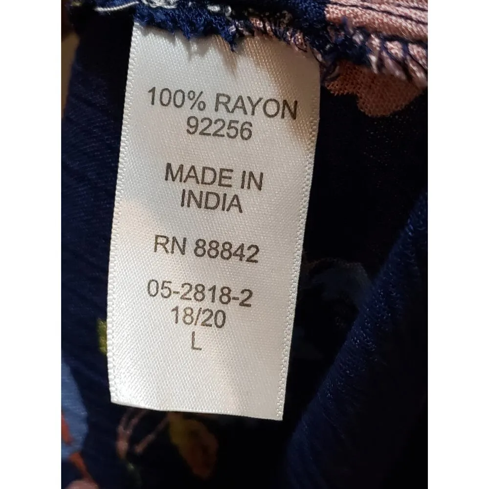 Woman Within Maxi Dress Women's Size 18/20 Blue Floral Chiffon Sleeveless V Neck - Image 6