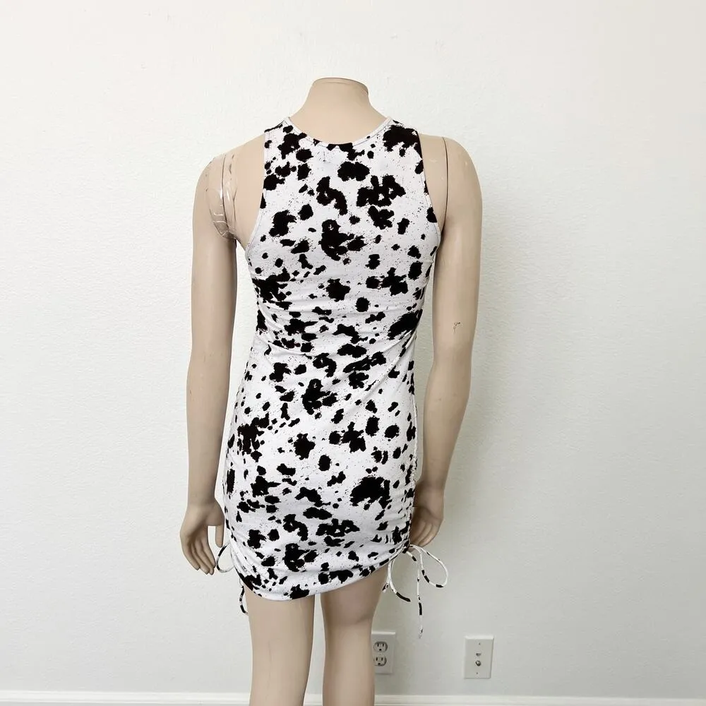 [Urban Outfitters] Motel Ardilla Cow Print Ruched High Neck Tank Mini Dress XS - Image 3