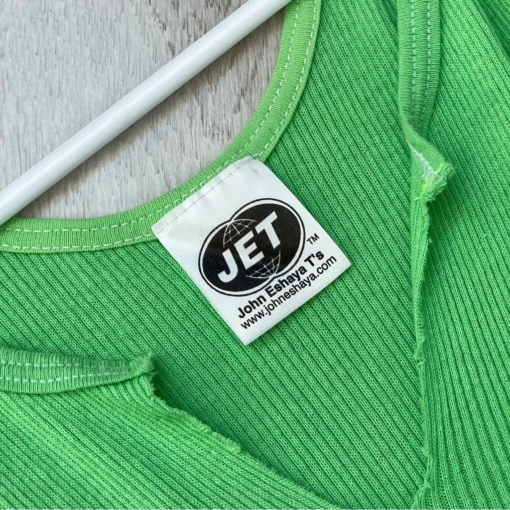 Vintage Y2K Tank jet rhinestone long womens Green (small) john eshaya neon party - Image 2