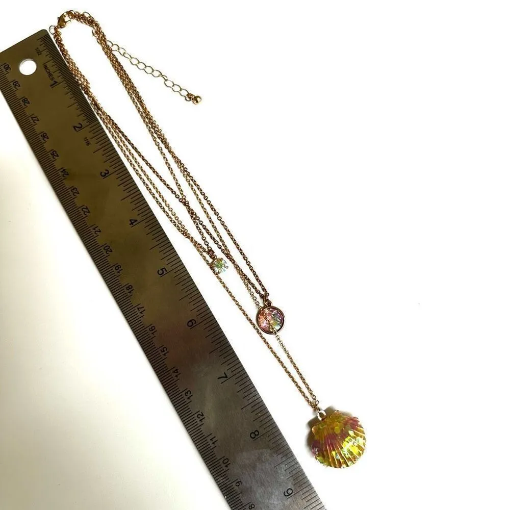 Seashell Locket Gold Tone 3 Tier Necklace - Image 7