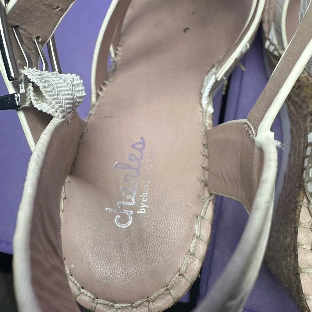 Charles by Charles David White Excess Croc Embossed Platform Wedges Heels 8.5M - Image 9