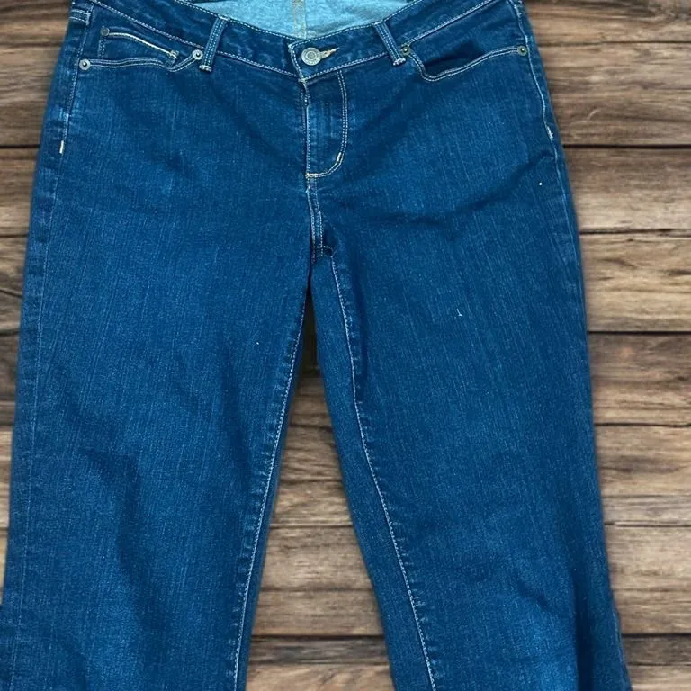 Eddie Bauer Women's Curvy Fit Trouser Leg Dark‎ Bue Jeans size 10 - Image 4