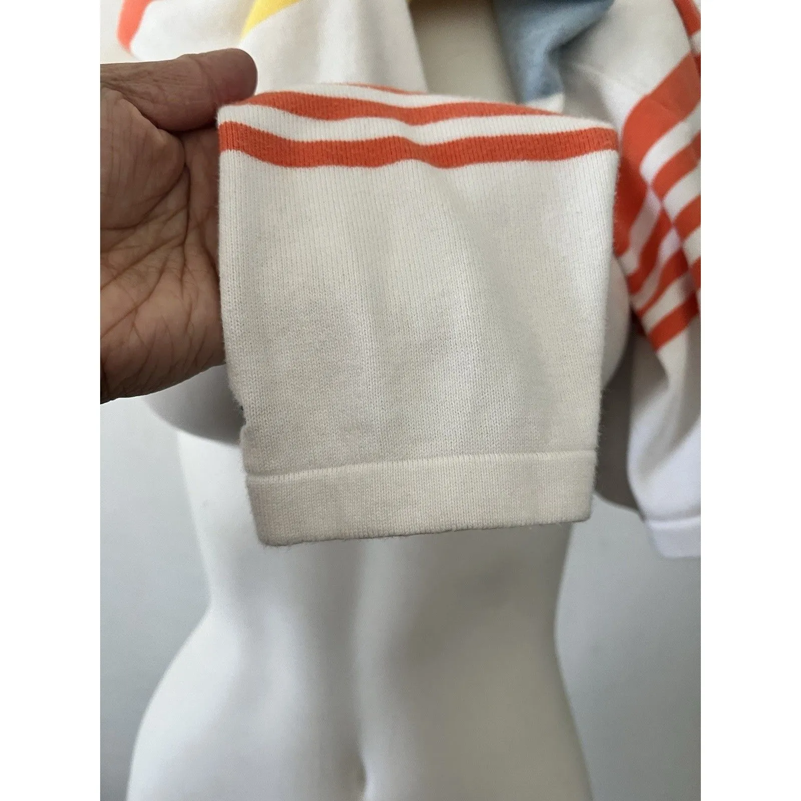 Tommy Hilfiger Crew Neck Sweater Womens Med Colorful Preppy Stripe Long Sleeve - Image 4