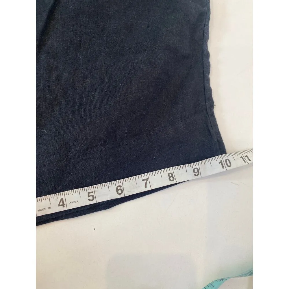 DKNY Pure Linen Crop Wide Leg Pants & Short Sleeve Top Set EUC Sz S/M Black - Image 16