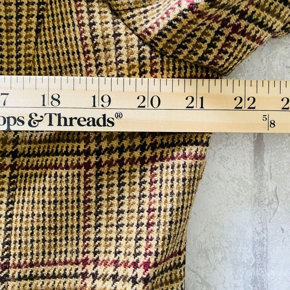 VTG Amanda Smith Wool Check Plaid Blazer Shoulder Pads Preppy Clueless Jacket 16 - Image 5