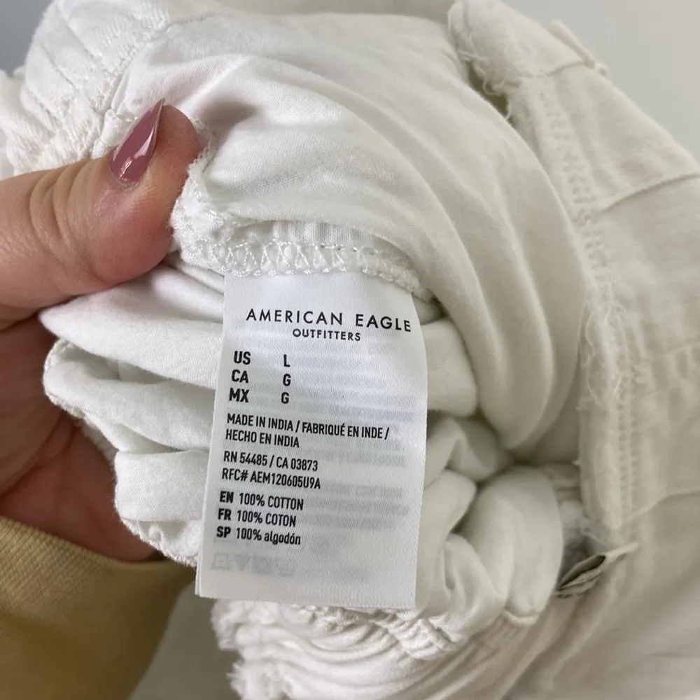 American Eagle High-Waisted Paperbag Wide Leg Pants White Women’s Size Large - Image 7