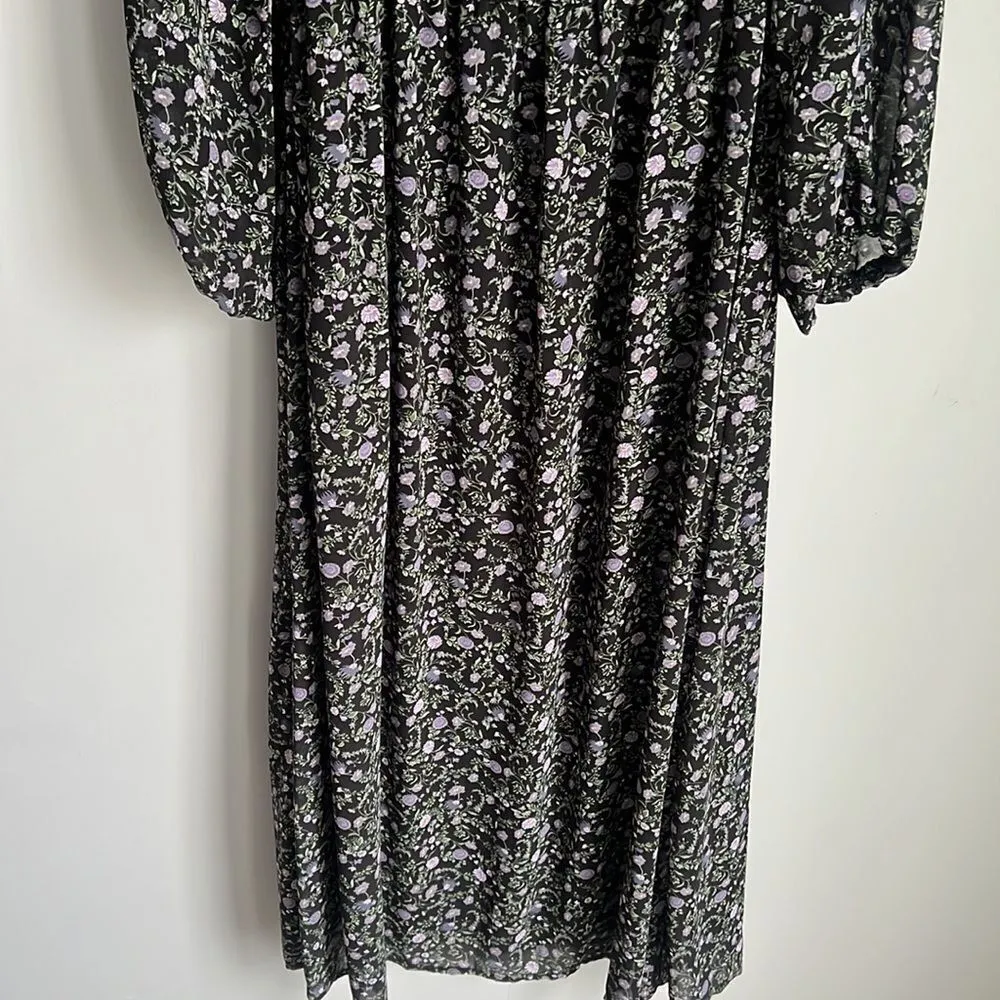 astr the label Smocked Bodice Long Sleeve black purple floral - Image 5