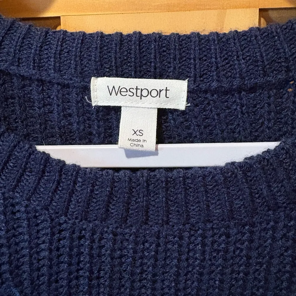 Westport Navy Sweater Floral Embroidery - Women Blue size XS - Image 4