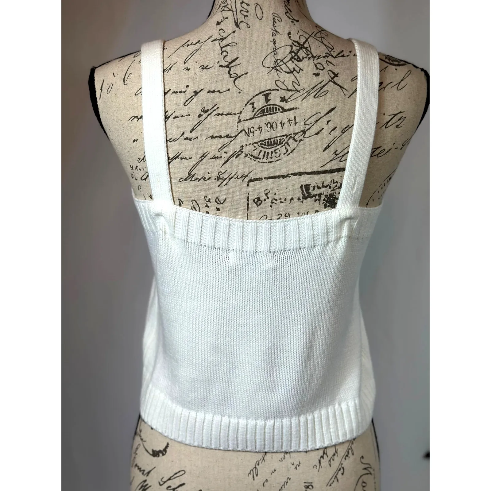 525 Born In Bklyn Hearts & Flowers Embroidered Cropped Cami White M Size M - Image 8