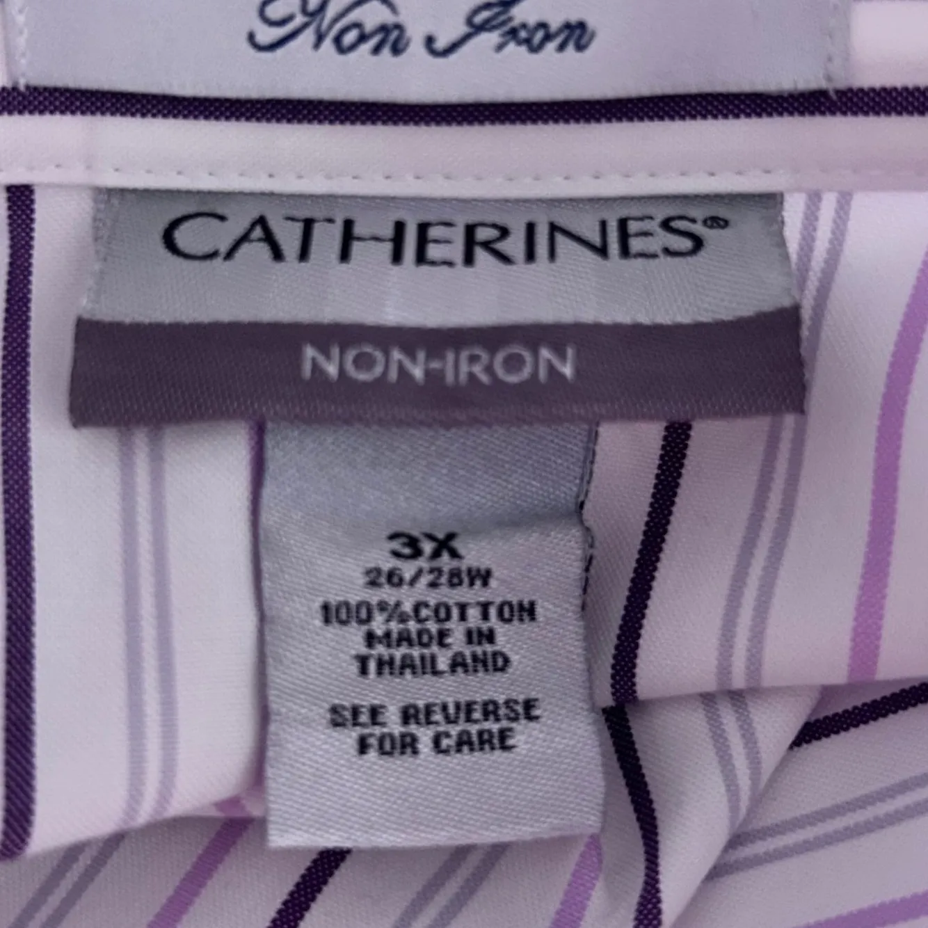 Catherines Striped Button Up Top‎ White 3X - Image 6