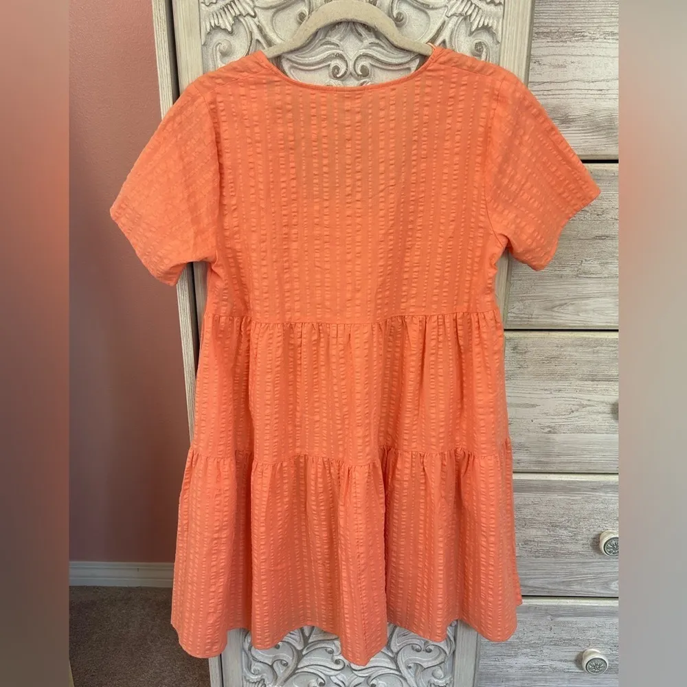 A New Day peach color Flutter Short Sleeve Tiered babydoll dress XS NWT spring - Image 4