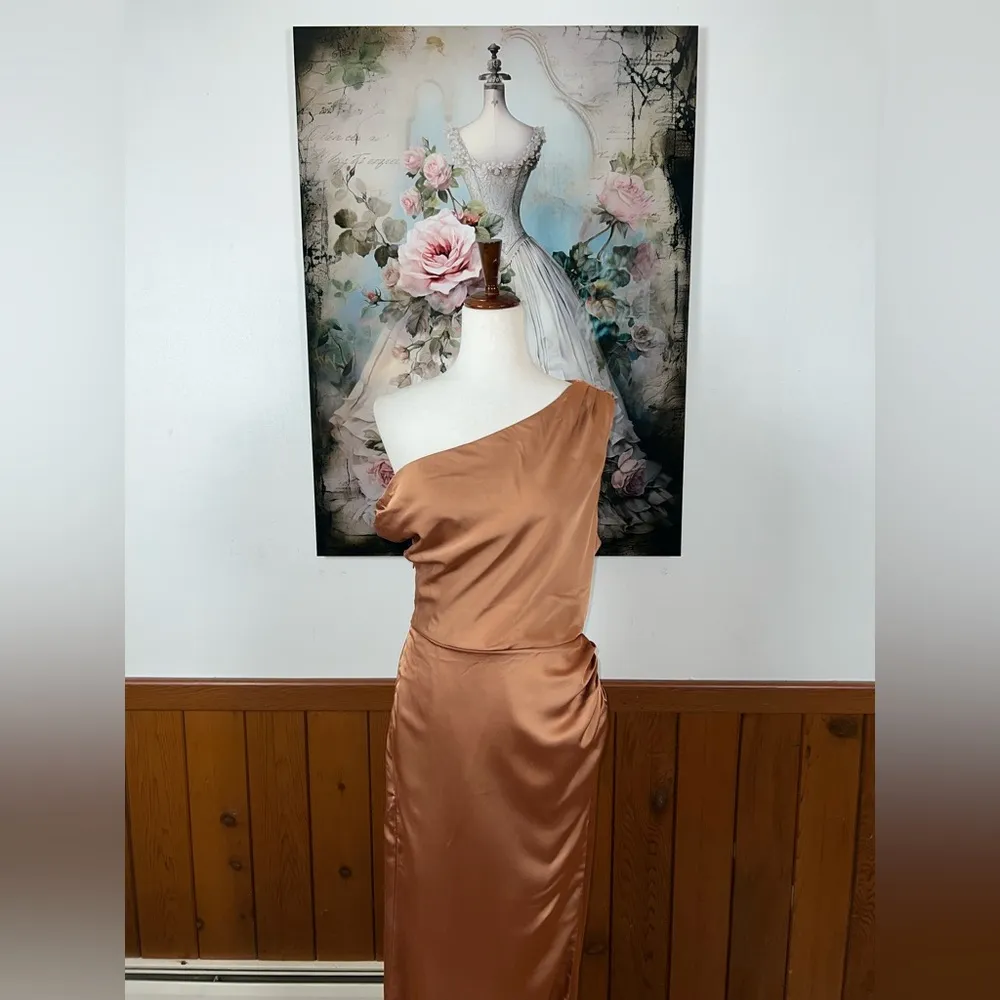Gorgeous New Show Me Your Mumu Jodie Copper Luxe Satin Dress! - Image 3
