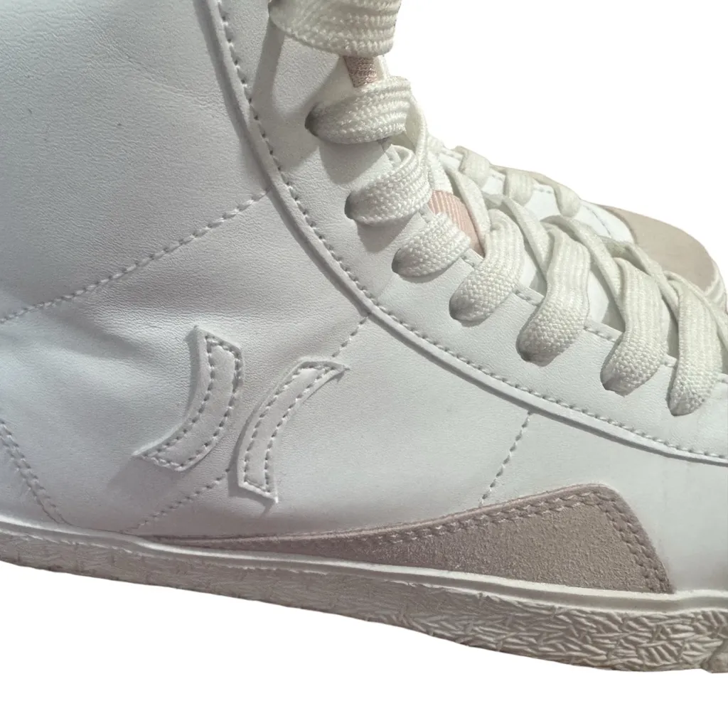 Hurley White and Light Pink High-Top Sneakers - Image 4