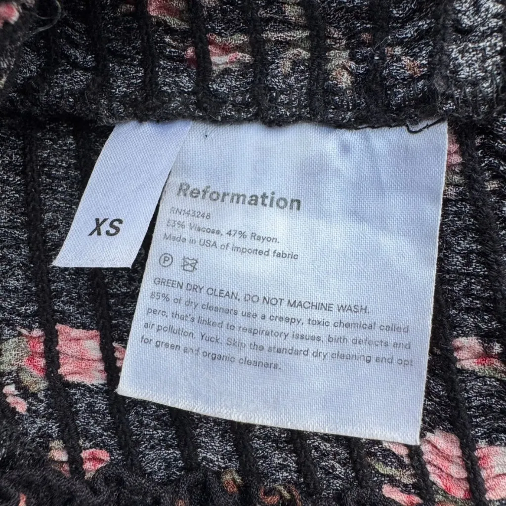 Reformation Alta Top in Romy Black Floral Puff Sleeve Whimsigoth Size XS - Image 3